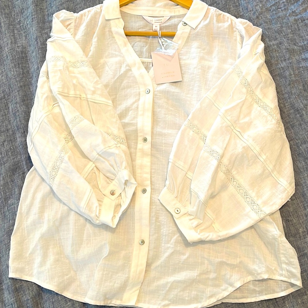 NWT LC Lauren Conrad Button Front Shirt Stonewhite